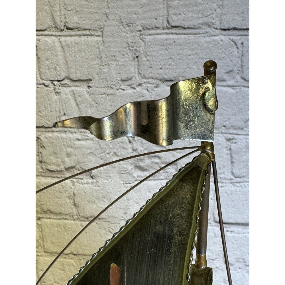 Vintage Signed John DeMott Art Metal Sailboat 17" Onyx Collectible 1975 boat - Picture 15 of 16